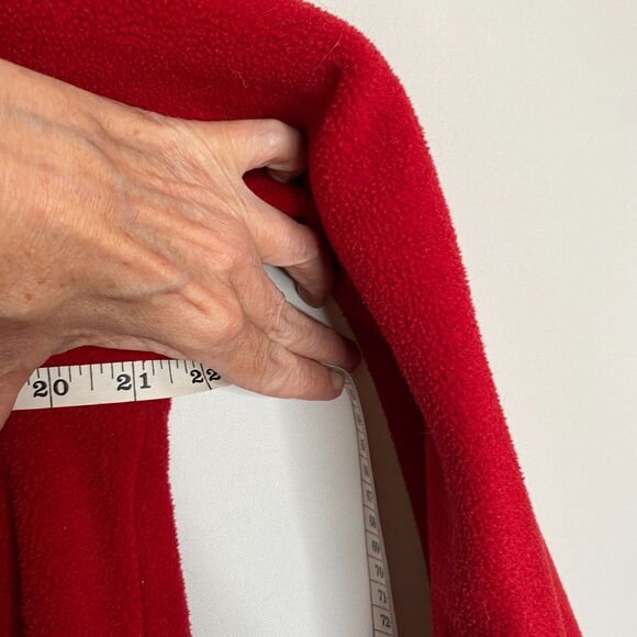 VTG Lands' End Red Polartec Full Zip Fleece Jacket Pockets Womens Size M(10-12) - Picture 9 of 12